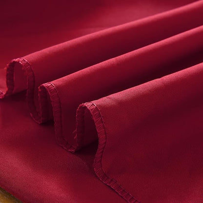 6-Pack Round 108-inch Burgundy Table Cloths, Solid Stain and Wrinkle Resistant Circular Tablecloth, Premium Plain Weave Polyester Fabric Table Linen Covers for Hotel, Banquet