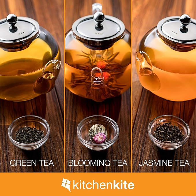 Glass Teapot Set with 4 Double Wall Tea Cups & Removable Stainless Steel Infuser - Image 9