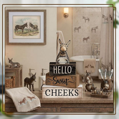 Moucuny 4 Pcs Donkey Bathroom Decor Set Farmhouse Bathroom Decor and - Image 2