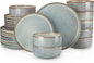 vancasso PLAYA Plates and Bowls Sets, 24 Pieces Light-Blue Dinnerware Sets by vancasso