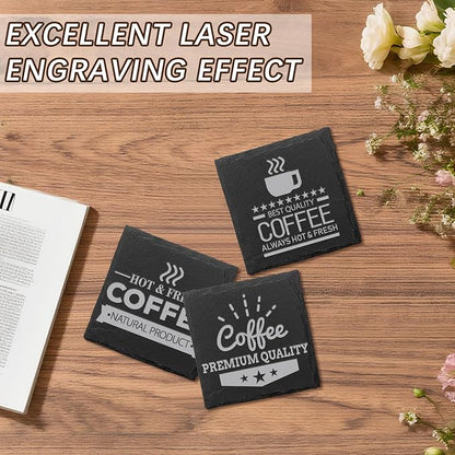 60 PCS Slate Coasters Black Square 4 Inch Bulk Rock, Blank Laser Engraving - Image 7