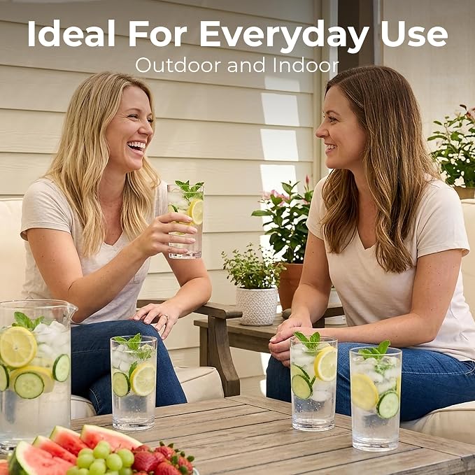 Zulay Kitchen Plastic Drinking Glasses – 16oz Acrylic Shatterproof Water Cups - Image 6