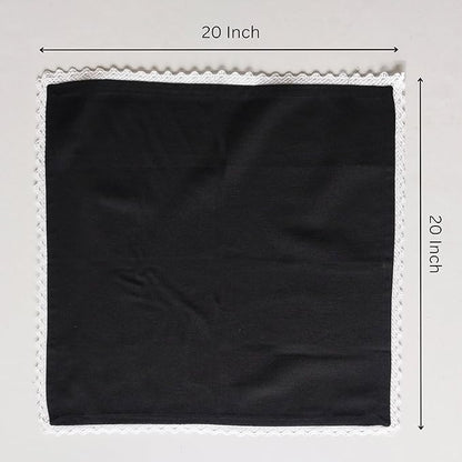 Fingercraft Dinner Cloth Napkin Cotton Linen Set of 12 Mitered Corners with Natural Elegant Lace for Everyday Use Napkins are Pre Shrunk and Good Absorbency with Lace 20x20 in Black