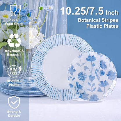 U-QE 50Pcs Blue Plastic Plates - Image 2