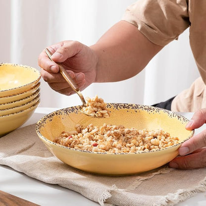 Farmhouse Melamine Pasta Bowls Set, 42 OZ Large Salad Bowls Set, 9.25 inch 6 - Image 3