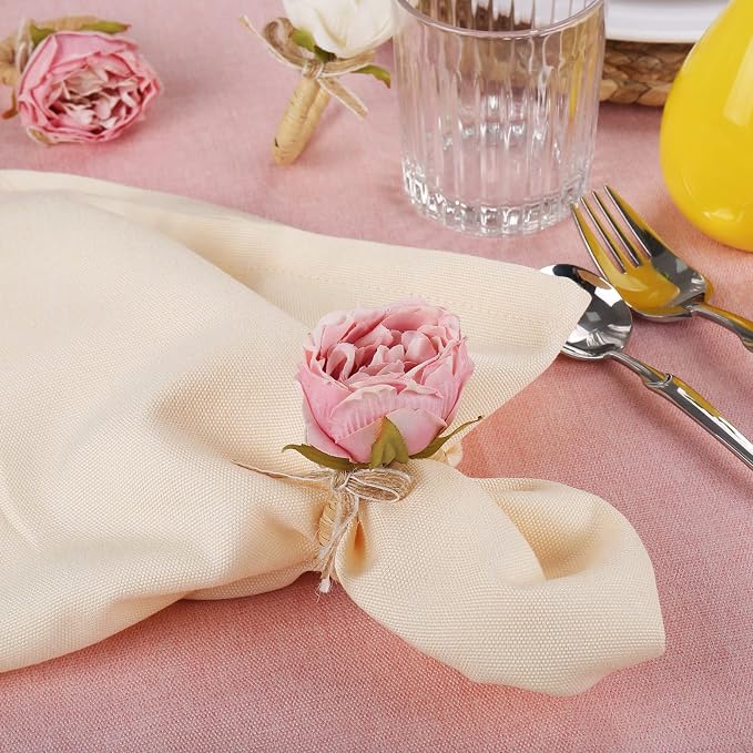 Handcraft Flower Napkin Rings Set of 6, Valentine's, Thanksgiving - Image 2