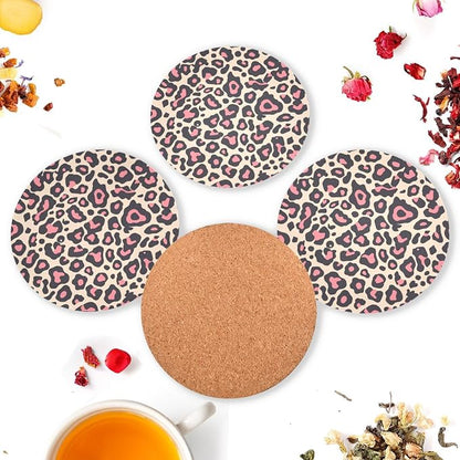 Leopard Pattern Pink Black Hawaiian 4 Pcs Coasters - Image 6
