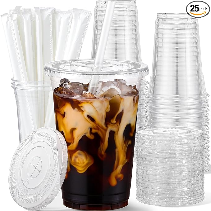AOZITA 25 Pack - 16 oz Plastic Cups by AOZITA