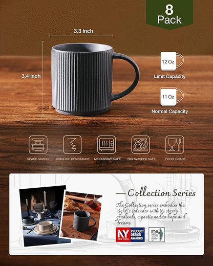 famiware Coffee Mug Set for 8, Star 12 oz Catering Mugs Cup Set - Image 3