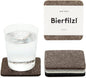 Graf Lantz - Bierfilzl Merino Wool Square Coasters Set of 6 - Earth (4"x4"x5mm) - Absorbs 30% of Weight - Natural German Wool - Heat Resistant, Sustainable, Reusable - Home Decor & Coffee Table Decor