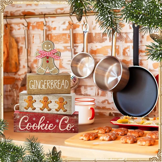 Moucuny 4 Pcs Christmas Table Decor Gingerbread Man Decoration Christmas - Image 3