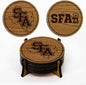 LazerEdge Stephen F. Austin Lumberjacks Wooden Coaster Set - Cherry Wood - Officially Licensed Product - 4-Pack