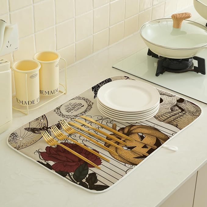 Retro Halloween Dish Drying Mat - Image 2