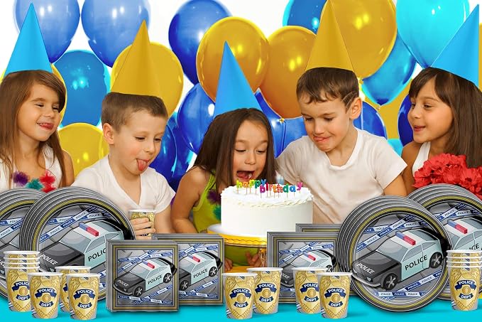 Police Department Cop Birthday Party Supplies Set Plates Napkins Cups Tableware - Image 7