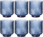 Blue Vintage Drinking Glasses Set of 6-15oz Hand-Blown Highball Ribbed Glassware by TrophyToast