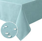H.VERSAILTEX Linen Textured Table Cloths 60 x 104 Inch Premium Solid Tablecloth Spill-Proof Waterproof Table Cover for Dining Buffet Feature Extra Soft and Thick Fabric Wrinkle Free, Aqua