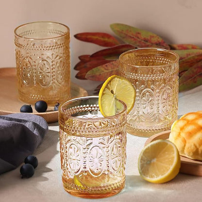 Darlion Amber Glassware, Vintage Drinking Glasses, 10oz Amber Glass Cups | Food - Image 5