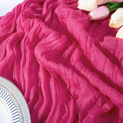 Hot Pink Cheesecloth Table Runner Wedding Baby Shower Home Decor | 35x120 by FEXIA