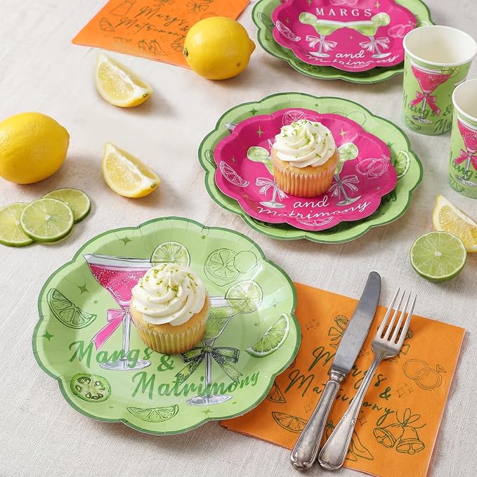 250 Pcs Margs and Matrimony Disposable Paper Plates and Napkins | Margarita - Image 2