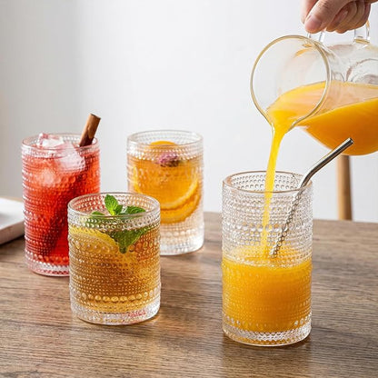 CycleMore 12Pc Vintage Hobnail Drinking Glasses, 12oz 10oz 4oz Clear Cup | BPA - Image 8