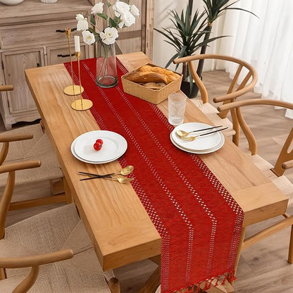 Christmas Table Runner for Red Tassel Home Decor 72 Inches Long, Winter Xmas - Image 2