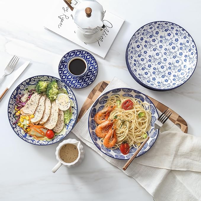 Selamica Ceramic Pasta Bowls Set 34 OZ, Large Salad Bowls 8.6 Inch Dinner Bowls - Image 3