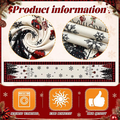 Gilprop 3 Pcs Christmas Table Runners Watercolor Table Runner, 13x72 Inch | - Image 4