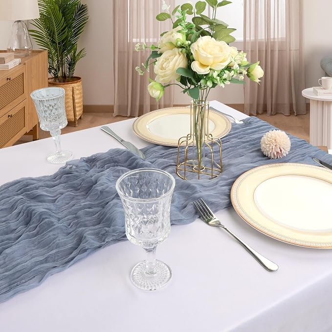 12 Pack 10Ft Dusty Blue Cheesecloth Table Runner 23 x 120 Inch | Gauze Rustic - Image 6