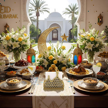 Eid Gold Napkin Holder for Tables Classical for Islamic Ramadan Holiday Napkin - Image 7
