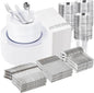 WELLIFE 700 Pieces Silver Plastic Dinnerware Set by WELLIFE
