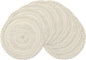SHACOS Boho Round Placemats Set of 8 Braided Border Round Place Mats 15 inch Washable Dining Table Mats for Home Wedding Holiday Party (Ivory Bordered, 8)
