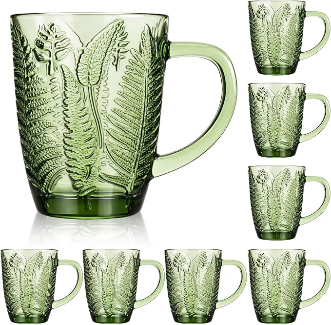 Reallnaive 10 oz Green Drinking Glasses Set of 8, Vintage Glassware by Unknown