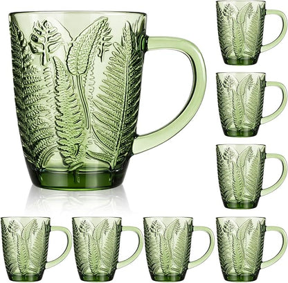 Reallnaive 10 oz Green Drinking Glasses Set of 8, Vintage Glassware by Unknown