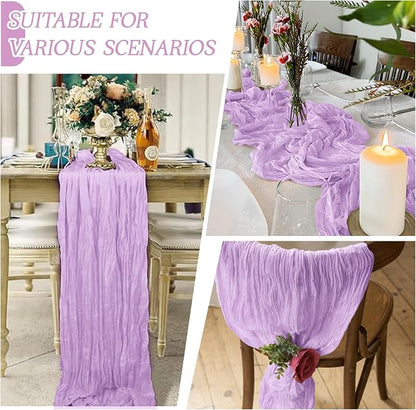 3 Pack Lavender Cheesecloth Table Runner 17x108 Inch Semi Sheer Boho Gauze - Image 5