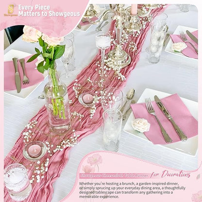 Showgeous 18 Pack Dusty Rose Cheesecloth Table Runner, 17 x 108 Inches | Boho - Image 8