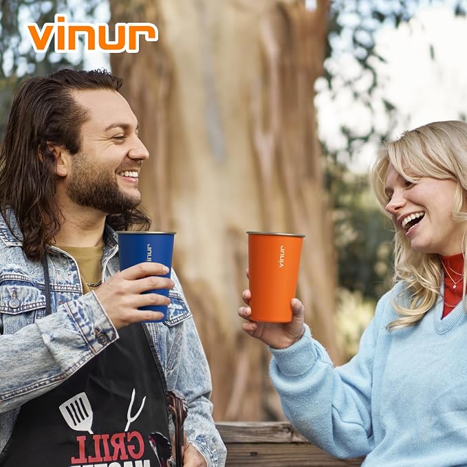 16 oz Stainless Steel Pint Cups-Stackable Metal Drinking Glasses 6 Pcs | - Image 8
