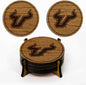 LazerEdge South Florida Bulls Wooden Coaster Set - Cherry Wood - Officially Licensed Product - 4-Pack