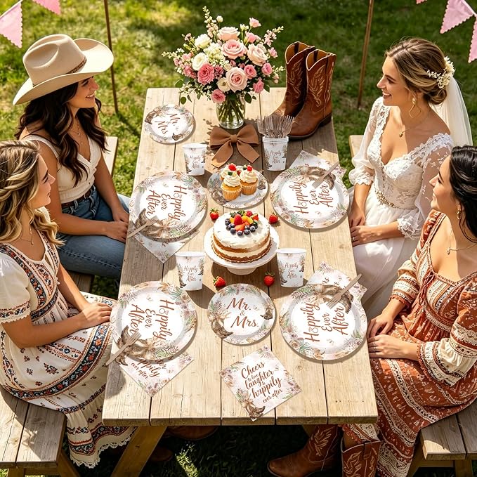 250Pcs Boho Cowgirl Bridal Shower Party Supplies - Image 6