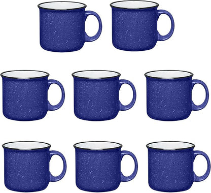 Set of 8 Ceramic Campfire Mugs – 15 Oz, Royal Blue – Coffee & Tea Cups by GiftsbyDesign