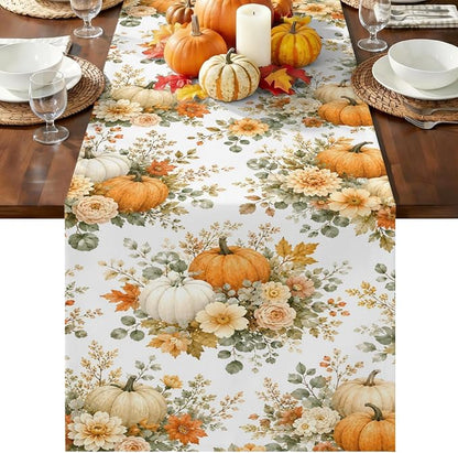 Thanksgiving Table Runner 72 Inches Long, Autumn Floral Leaves Kitchen Dining by Unknown