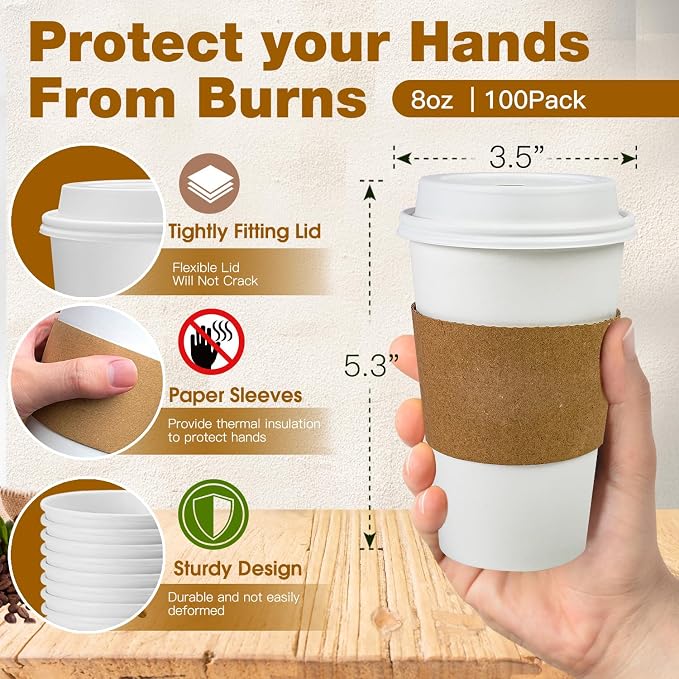 Ginkgo 100 Pack 16 oz Disposable Coffee Cups - Image 2