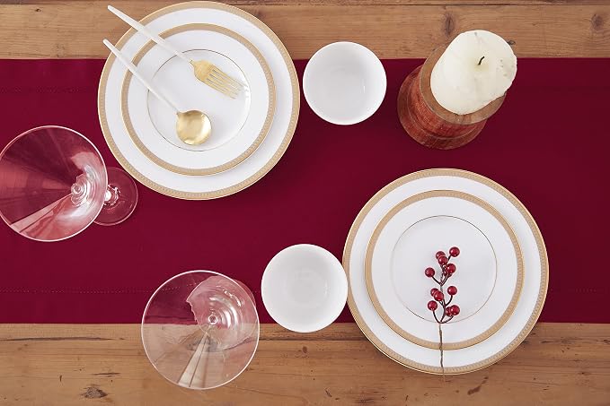Solino Home Cotton Linen Table Runner Red, Hemstitch Collection 14 x 48 in | - Image 4