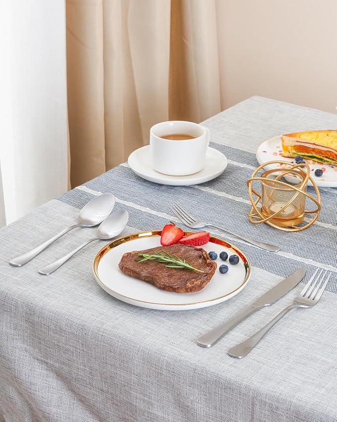 Matte Silverware Set with Steak Knives, 20-Piece Stainless Steel Flatware Set - Image 7