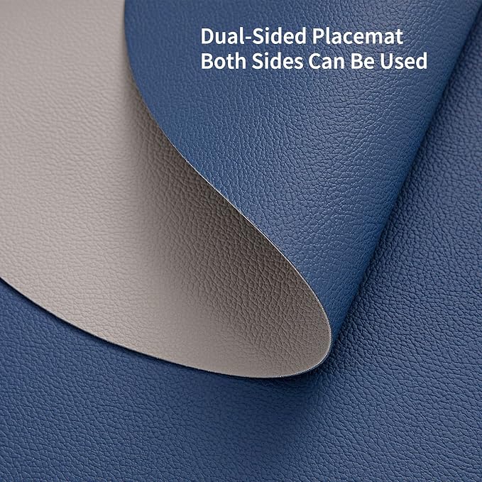 Myir JUN 15 Inches Round Placemats Set of 6 Faux Leather Place Mats | - Image 3