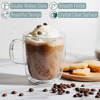 BTaT- Double Walled Glass Coffee Mugs, 12 oz, Glass Coffee Cups - Image 5