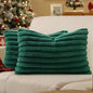 decorUhome Cozy Faux Fur Throw Pillow Covers 12x20 Set of 2 Decorative Soft Plush Striped Lumbar Modern Farmhouse Boho Couch Pillow Cases with Velvet Back for Sofa Bed Living Room, Christmas Green
