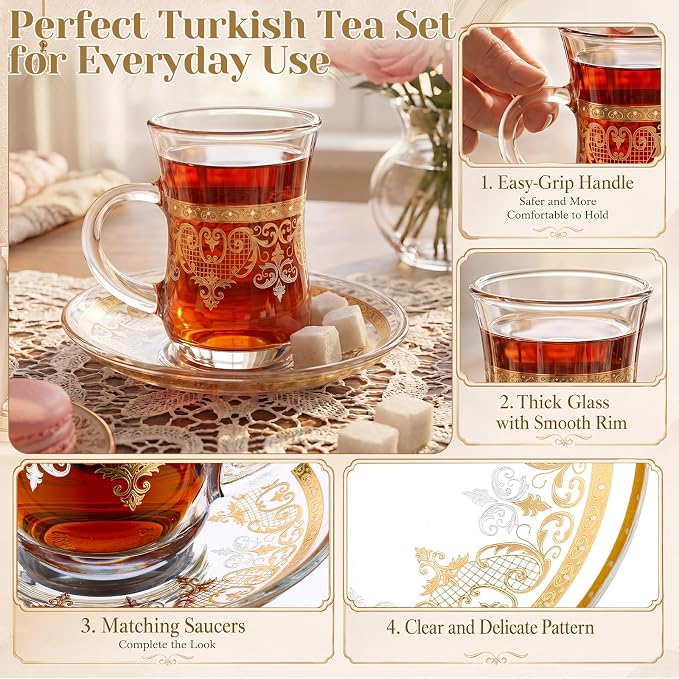 Geetery 6 Set Turkish Tea Glasses - Image 4
