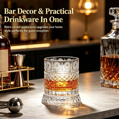 Spinning Whiskey Glass with Large Ice Ball Mold, 360° Rotating Crystal Rocks - Image 4