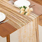 SiinvdaBZX Beige Gold Sheer Tulle Table Runner 120 Inch/10 Ft Long | Gauze by SiinvdaBZX
