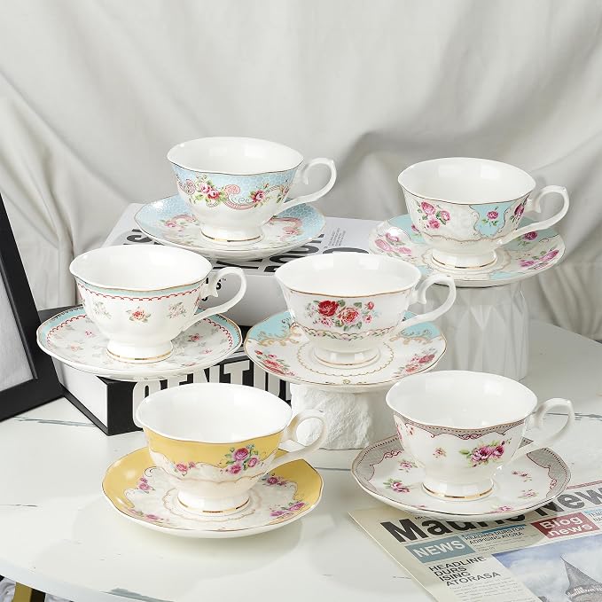 fanquare Colorful Floral Porcelain Coffee Cups - Image 5
